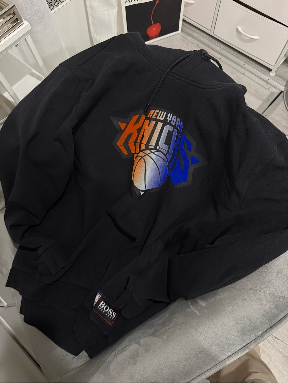 Hugo Boss Black Hoodie with Multicolor NBA Patch GO KNICKS!!!